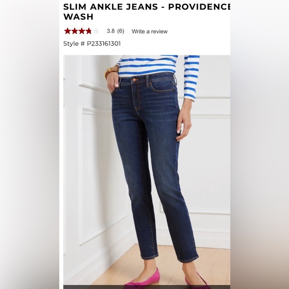 Talbots slim ankle dark wash denim jean - Picture 2 of 3